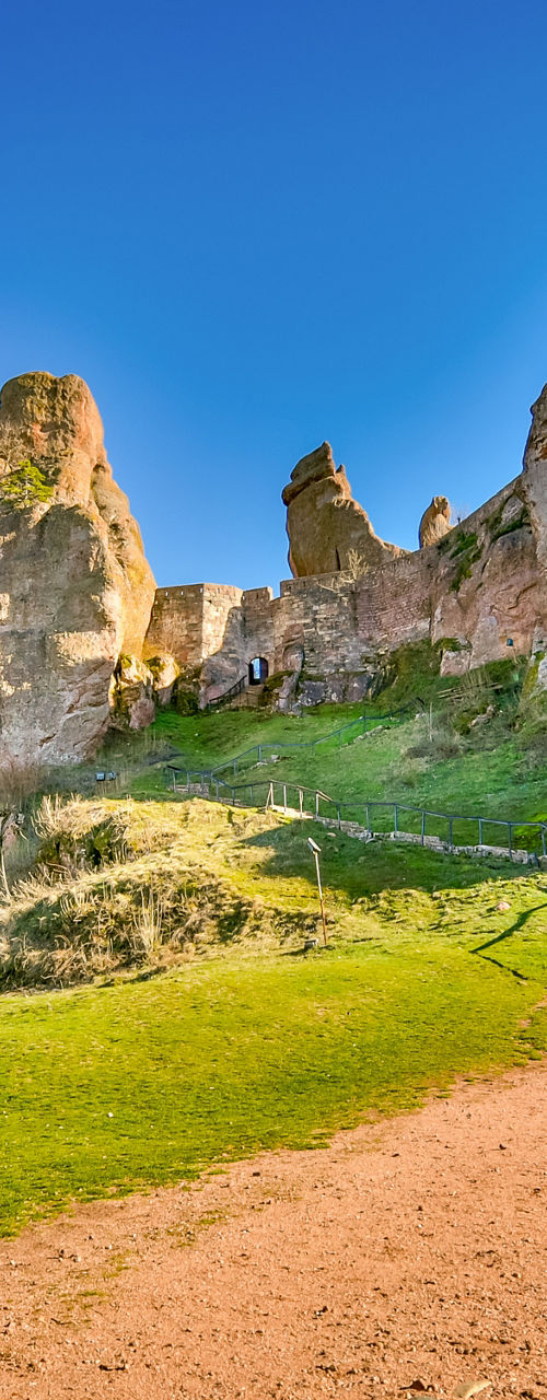 Majestic rock formations under clear sky