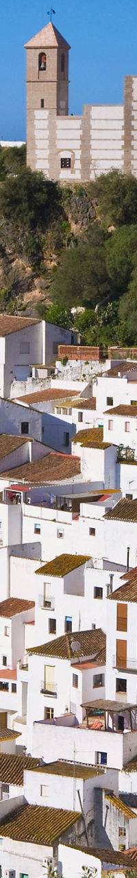 Whitewashed village with hilltop church