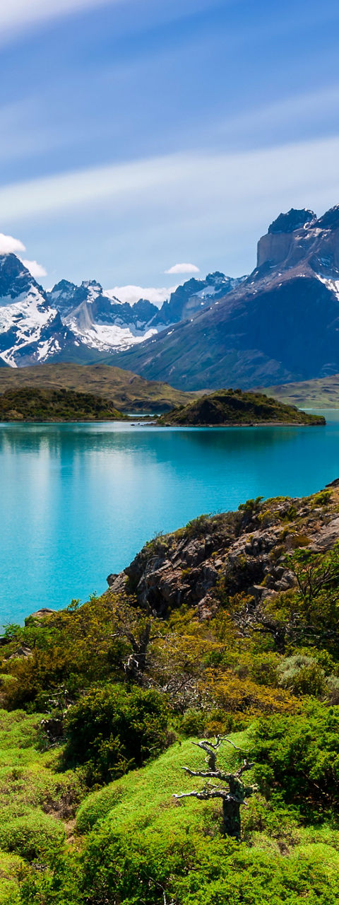Scenic view of Torres del Paine mountains