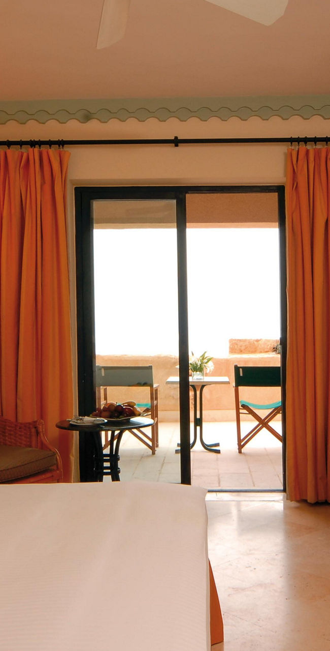 Cozy hotel room with balcony view
