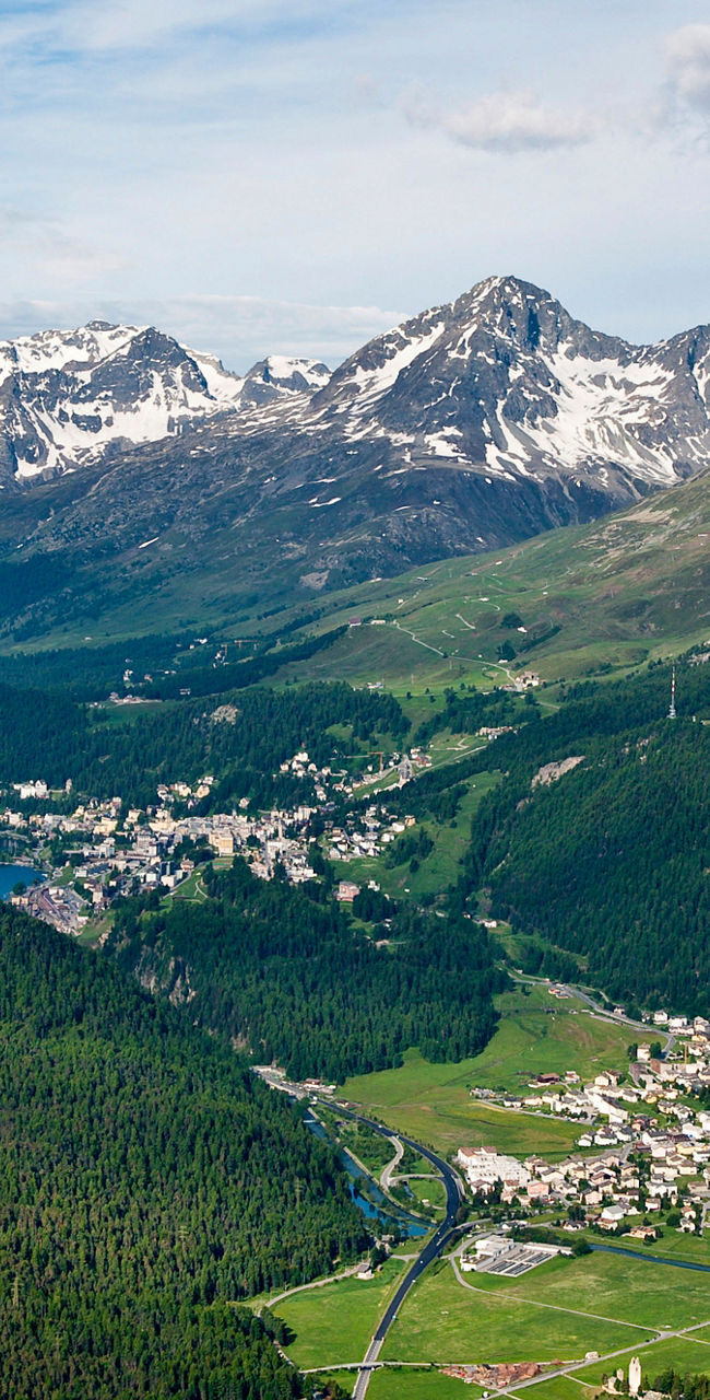 Scenic Alpine landscape with snowy peaks