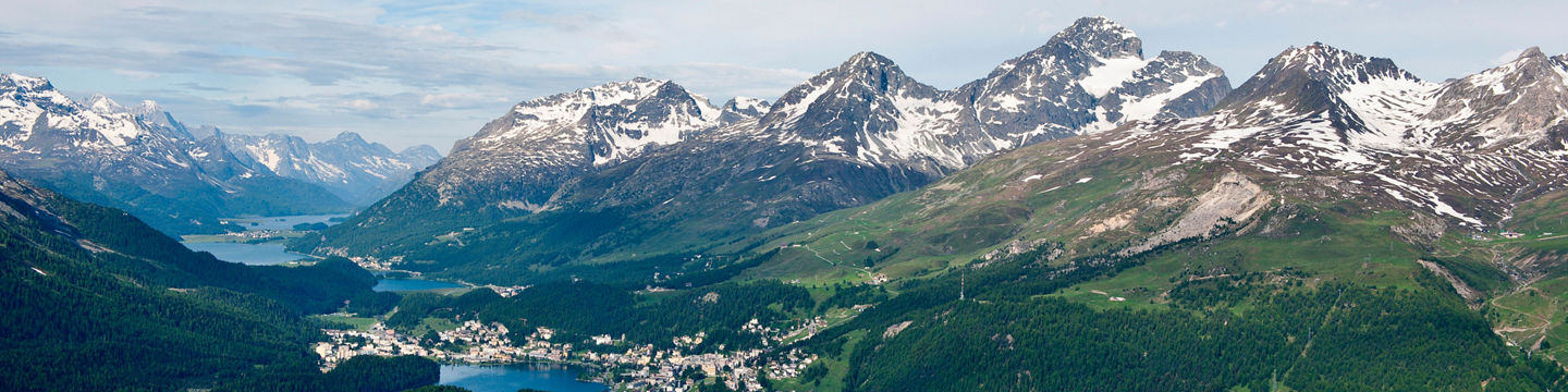 Scenic Alpine landscape with snowy peaks