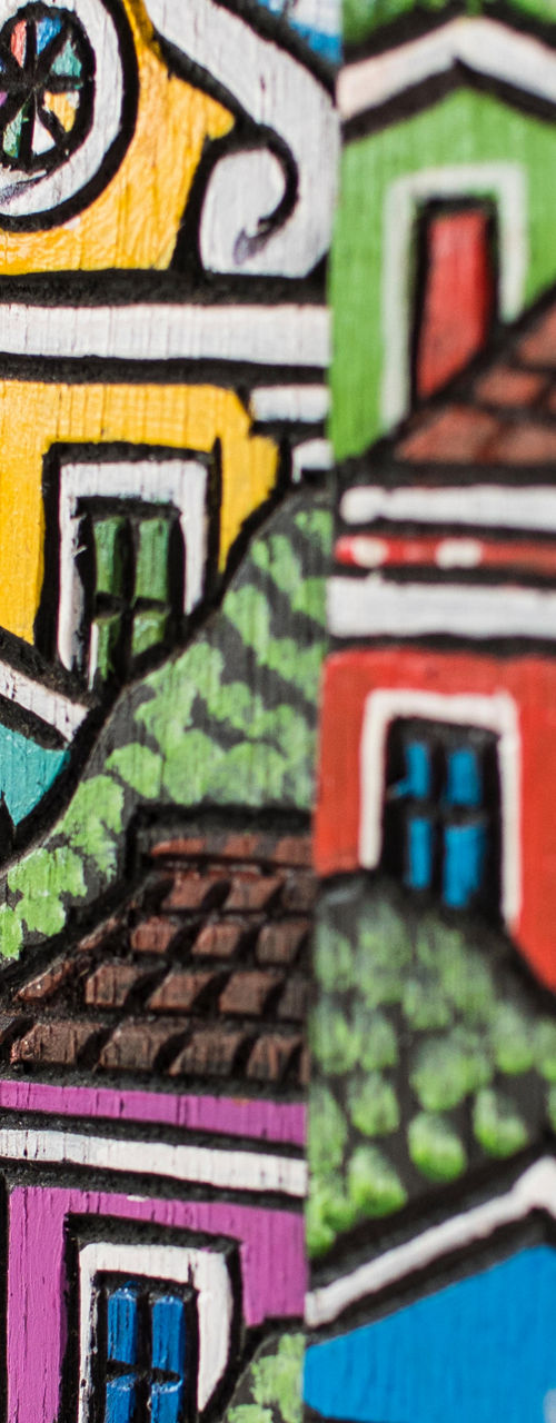Colorful painted houses in artistic style