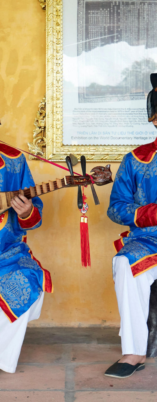 Traditional musicians in ornate setting