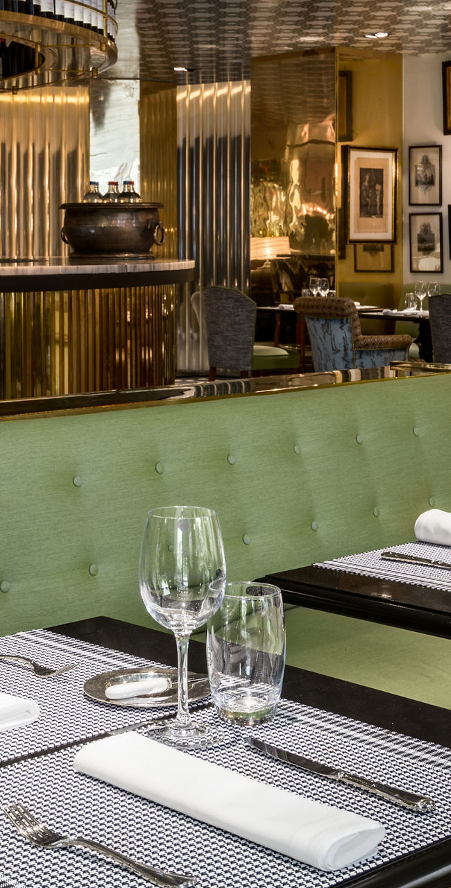 Elegant restaurant interior with bar area
