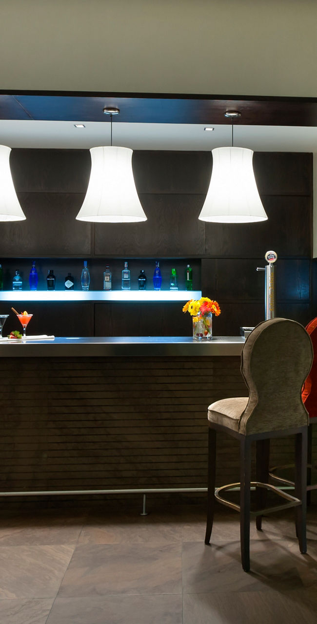 Modern hotel bar with elegant lighting