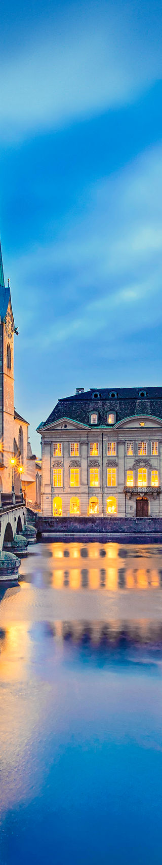 Scenic view of Zurich city at dusk