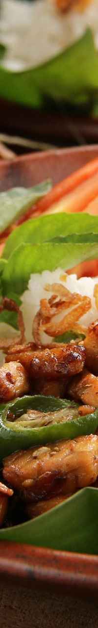 Traditional Indonesian Meal on Banana Leaf