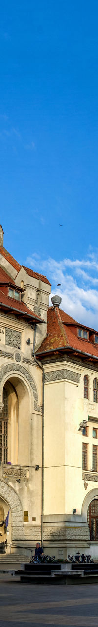 Historic building in sunny town square