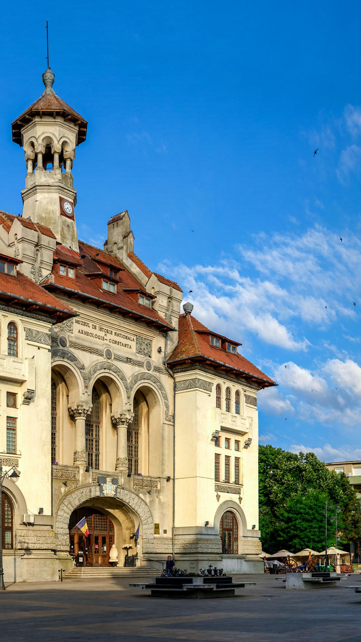 Historic building in sunny town square