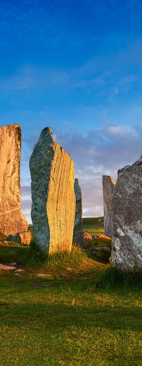Ancient stone circle at sunset