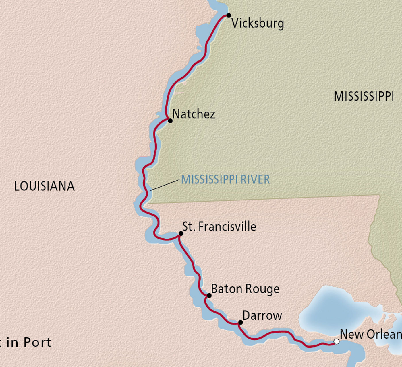 Map of New Orleans & Southern Charms itinerary