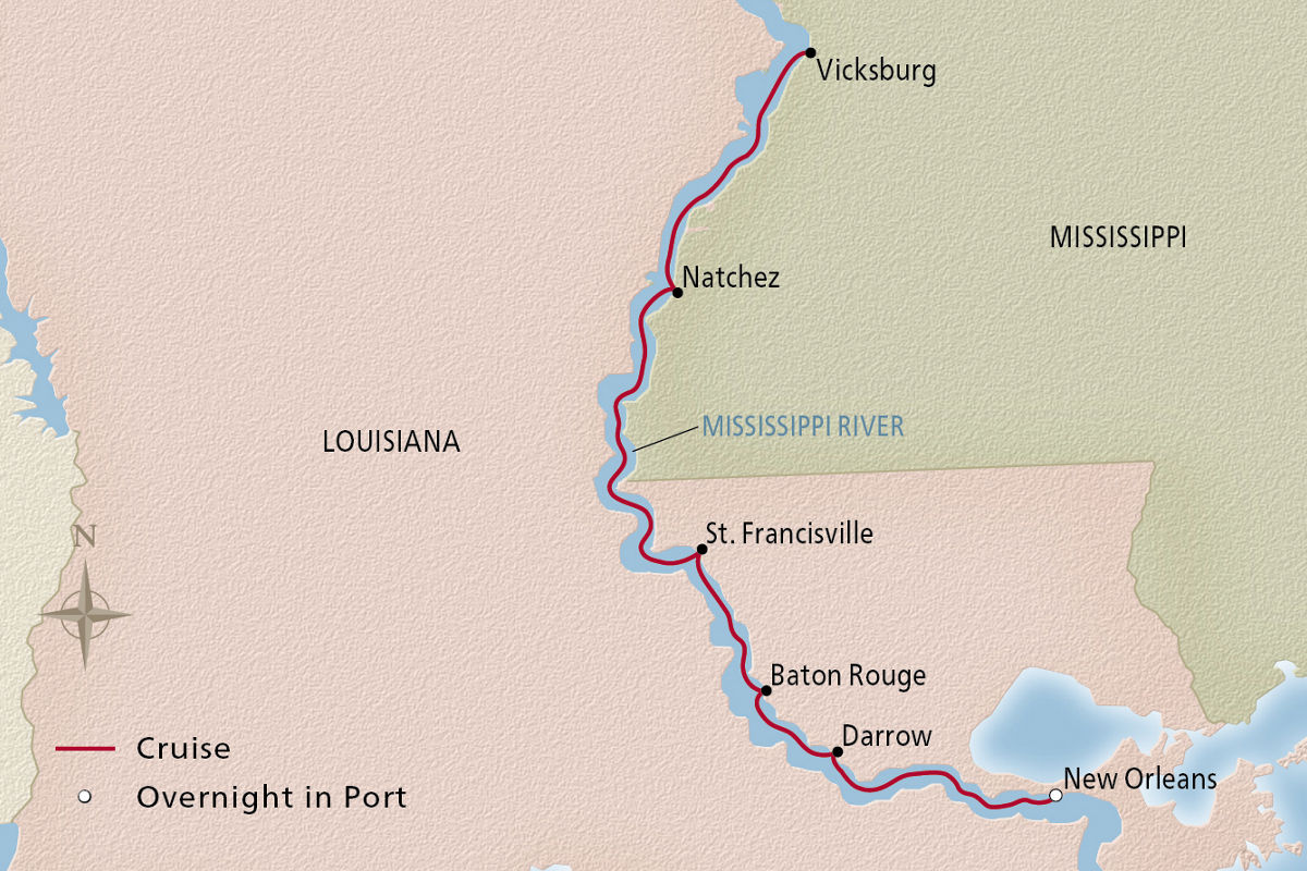 New Orleans & Southern Charms – route map