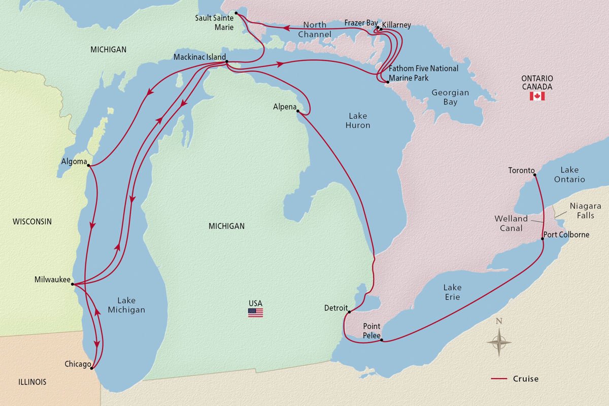 Niagara & Great Lakes Treasures – route map