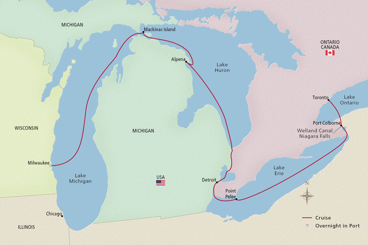 Niagara & the Great Lakes – route map