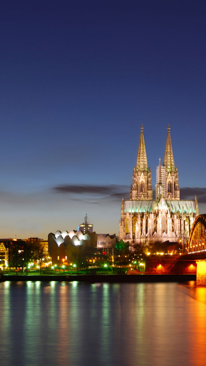 Cologne Cathedral and Hohenzollern Bridge at night