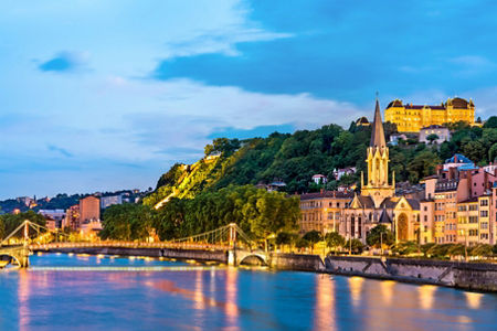 Scenic Lyon cityscape at dusk