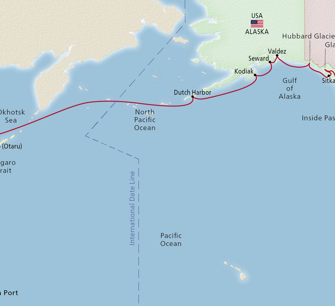 Map of North Pacific Passage itinerary