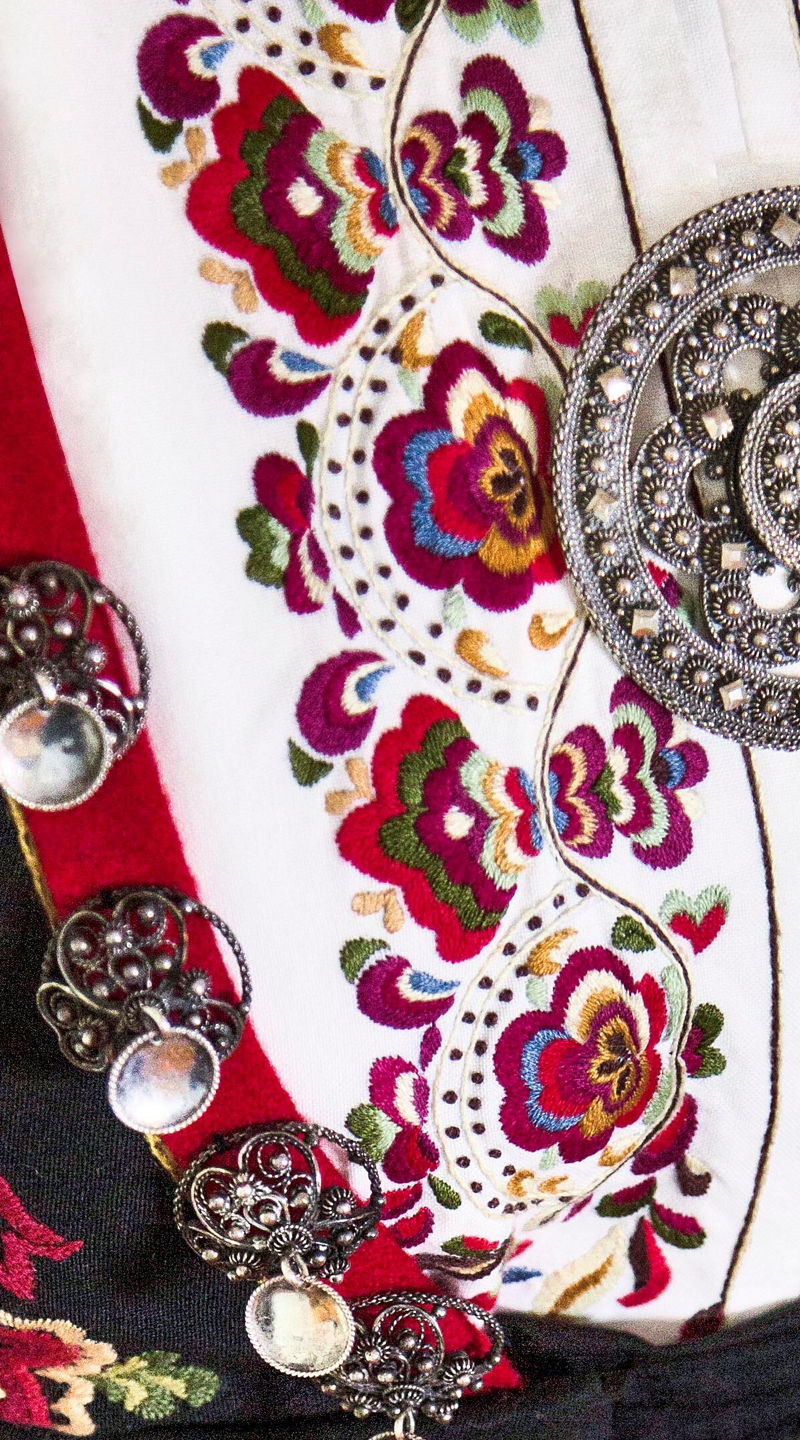 Traditional embroidered folk costume with ornate details