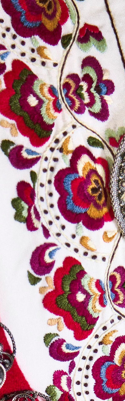 Traditional embroidered folk costume with ornate details