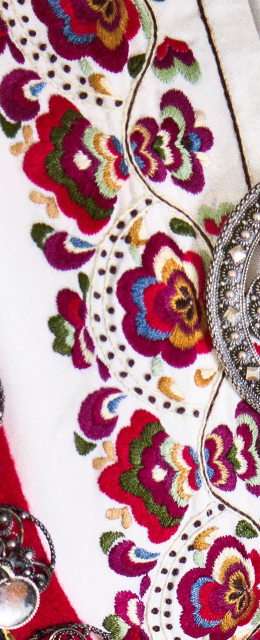 Traditional embroidered folk costume with ornate details