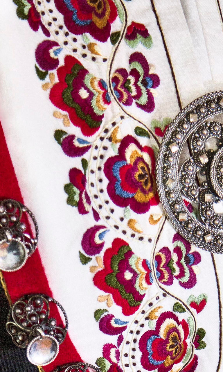 Traditional embroidered folk costume with ornate details