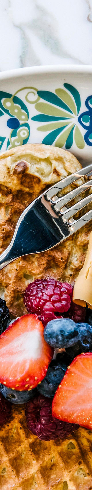 Waffles with fresh berries and cheese
