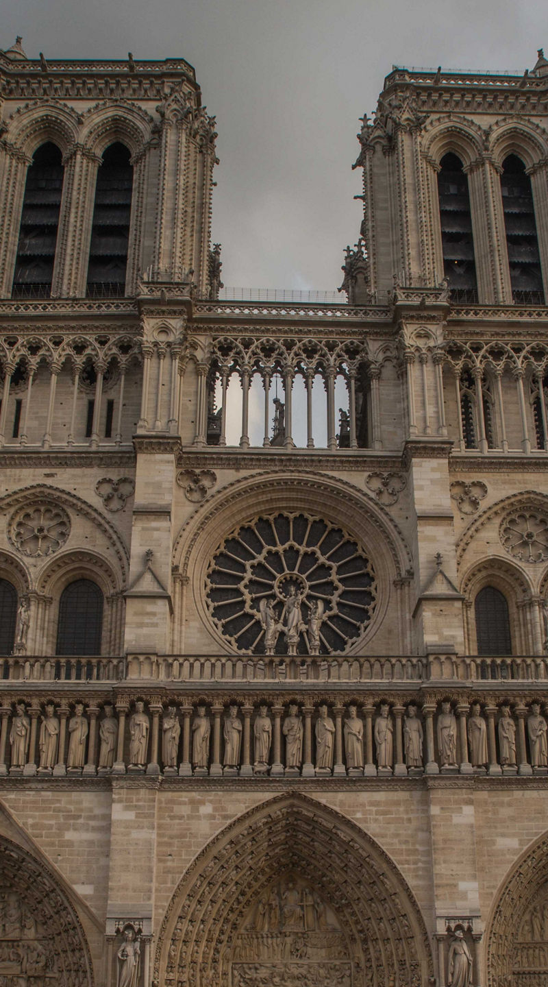 Notre Dame Cathedral under cloudy skies