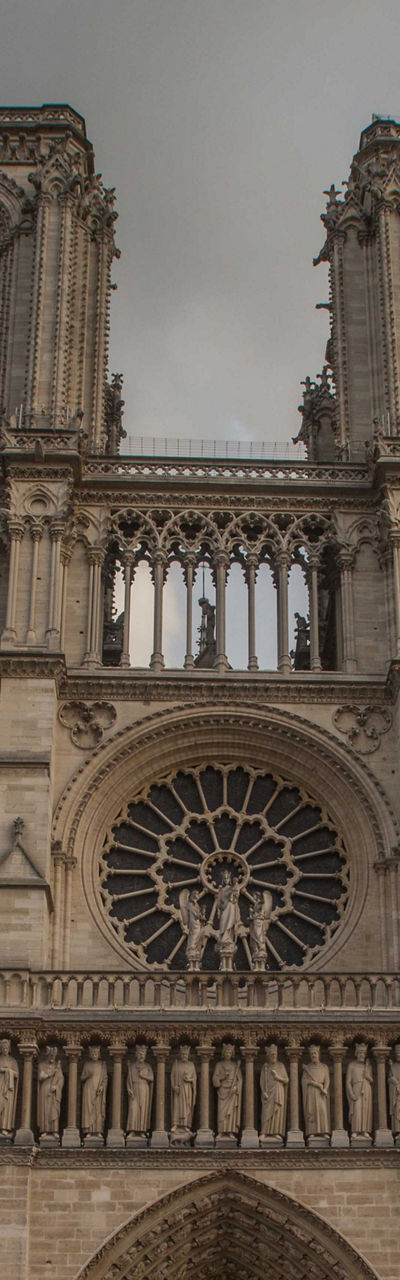 Notre Dame Cathedral under cloudy skies