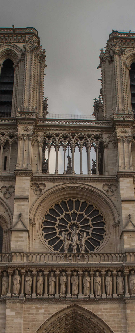 Notre Dame Cathedral under cloudy skies