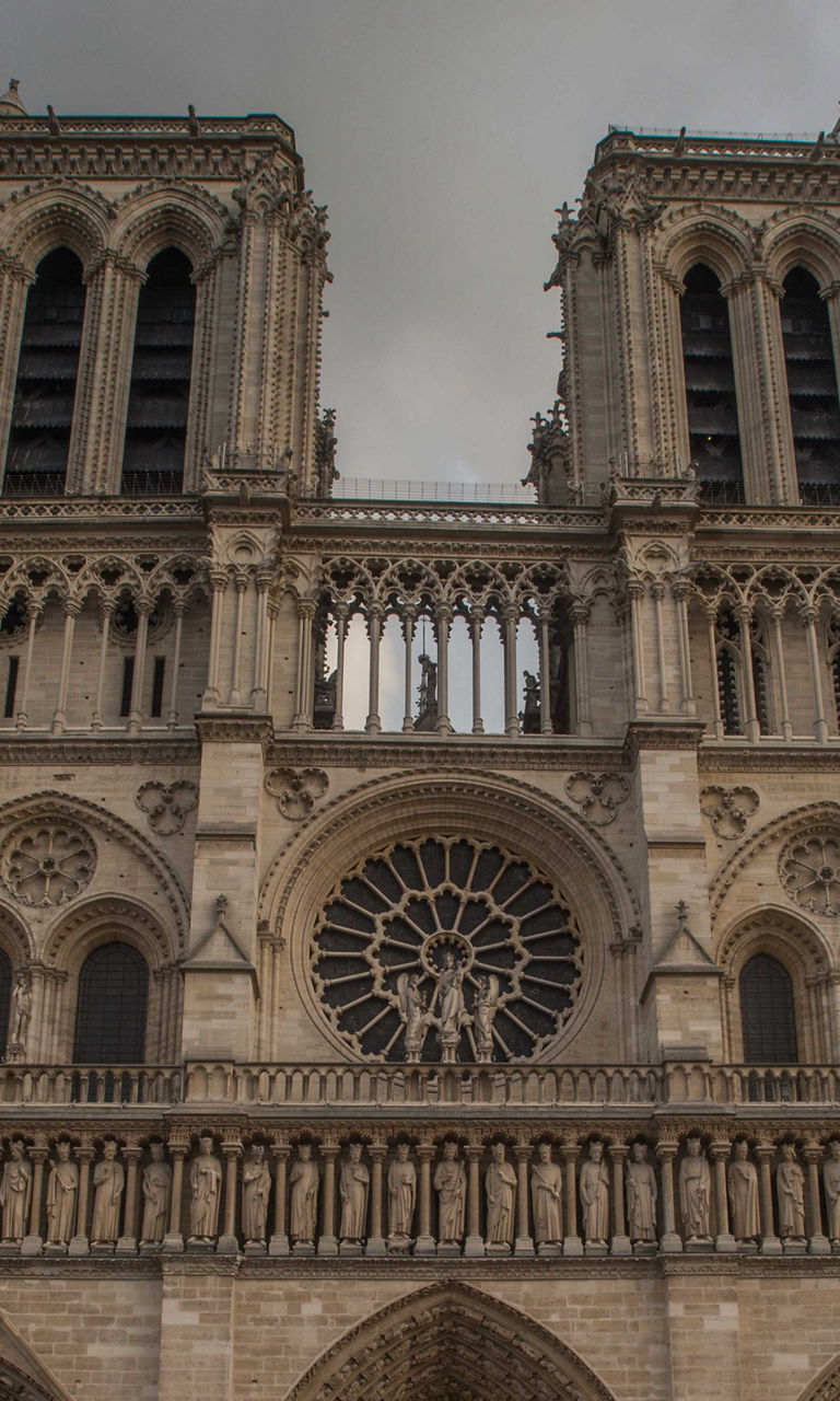 Notre Dame Cathedral under cloudy skies