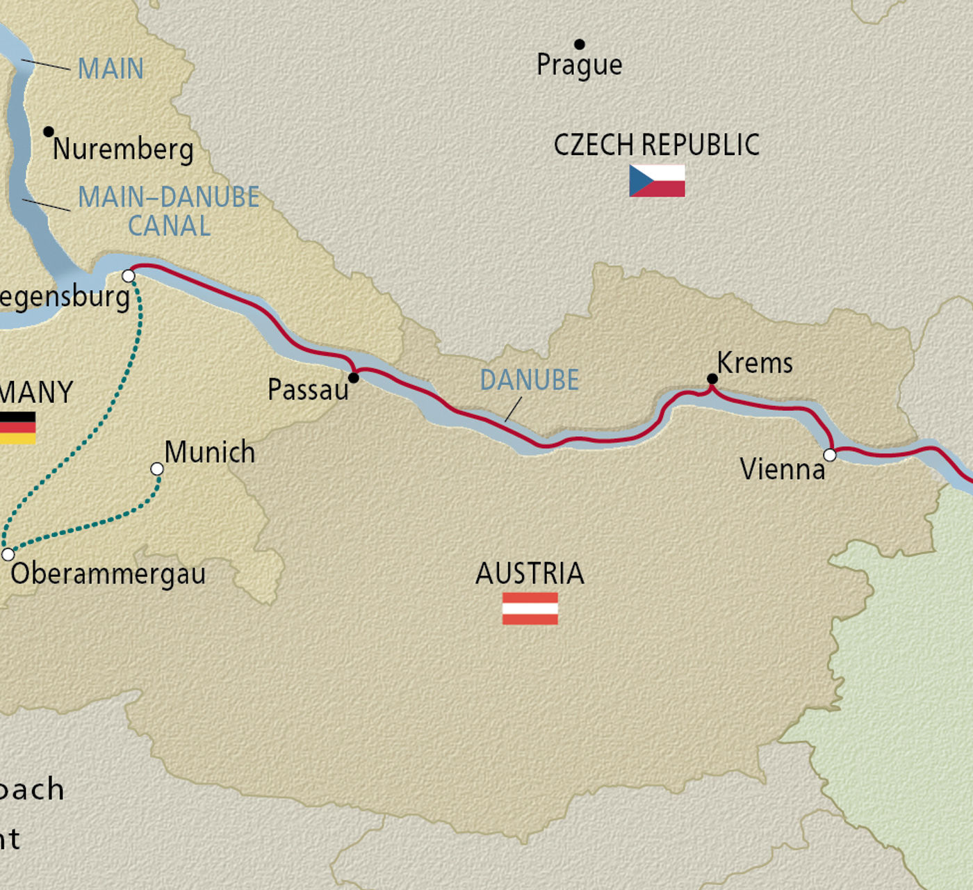 Map of Oberammergau, the Passion Play itinerary