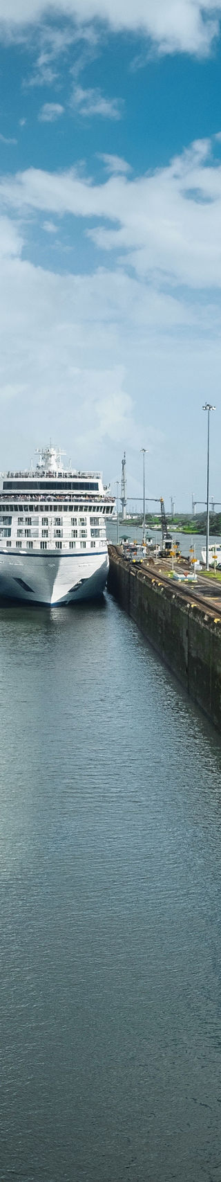 Cruise ship passing through Panama Canal locks