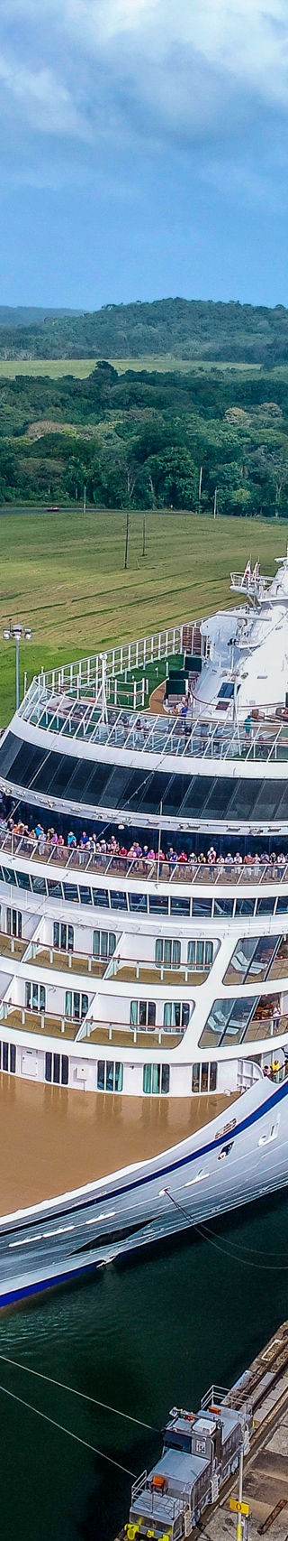 Cruise ship passing through Panama Canal locks