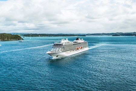 Luxury cruise ship sailing in open waters