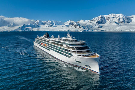 Luxury cruise ship in icy waters