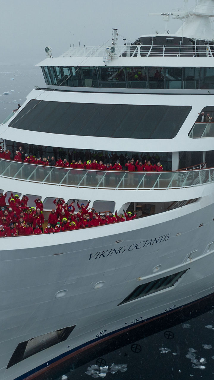 Luxury cruise ship in icy waters