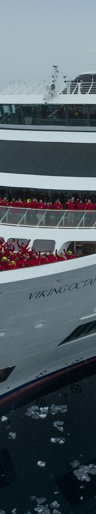 Luxury cruise ship in icy waters