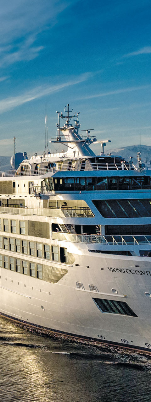 Luxury cruise ship in icy waters