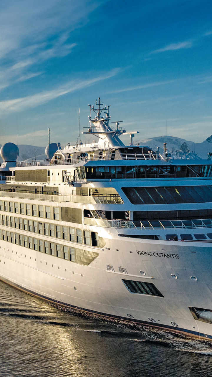 Luxury cruise ship in icy waters
