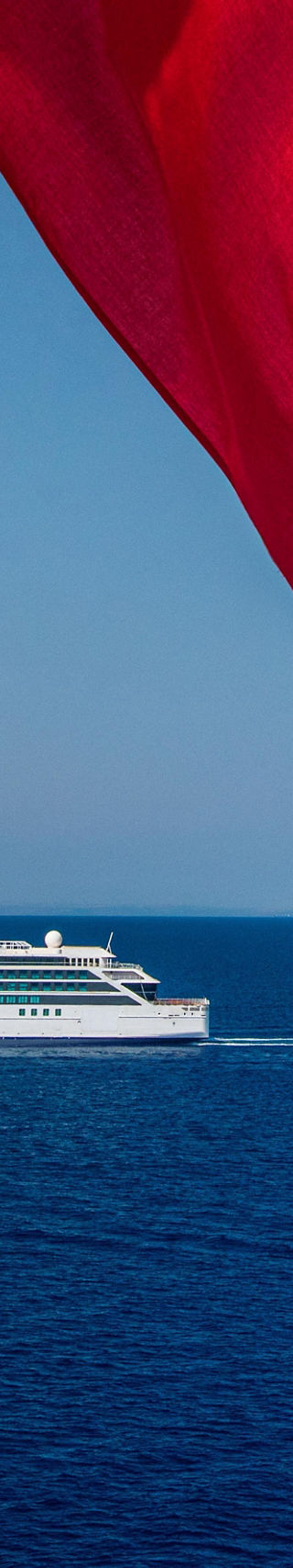 Cruise ship with Norwegian flag at sea