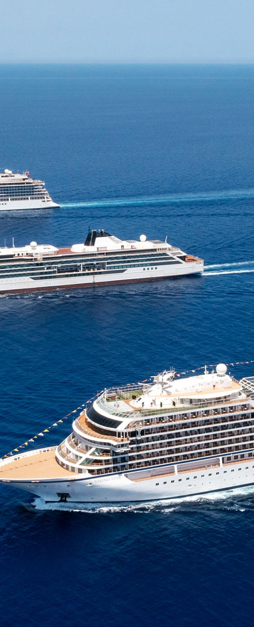 Luxury cruise ships sailing in open sea