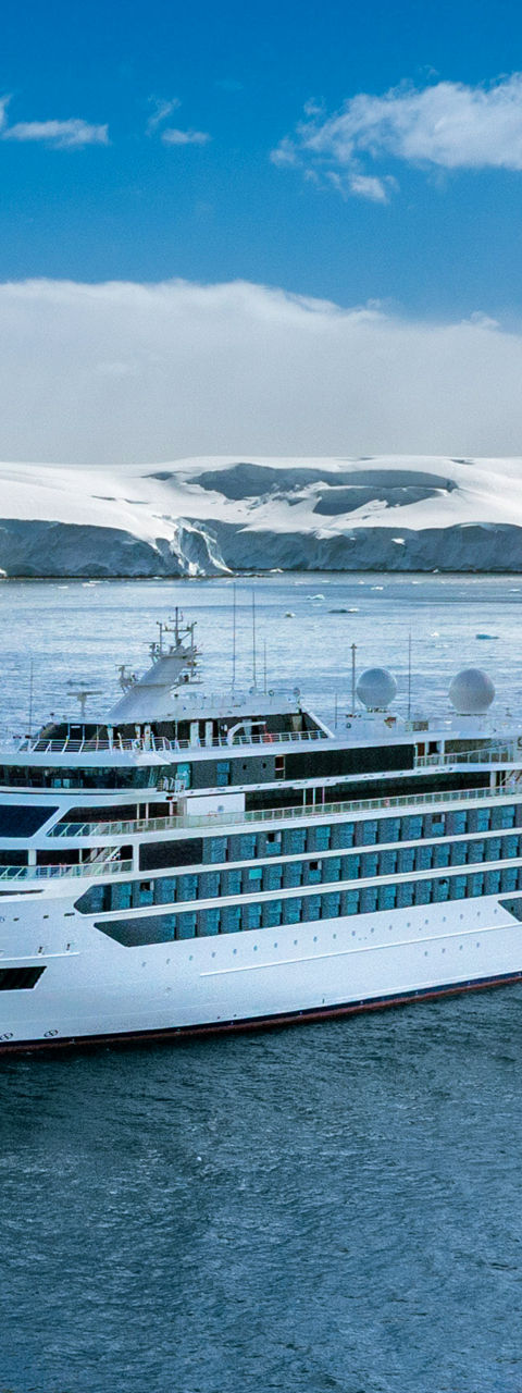 Luxury cruise ship in icy waters