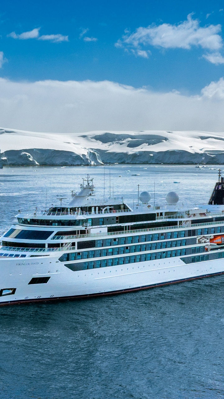 Luxury cruise ship in icy waters