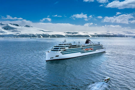 Luxury cruise ship in icy waters