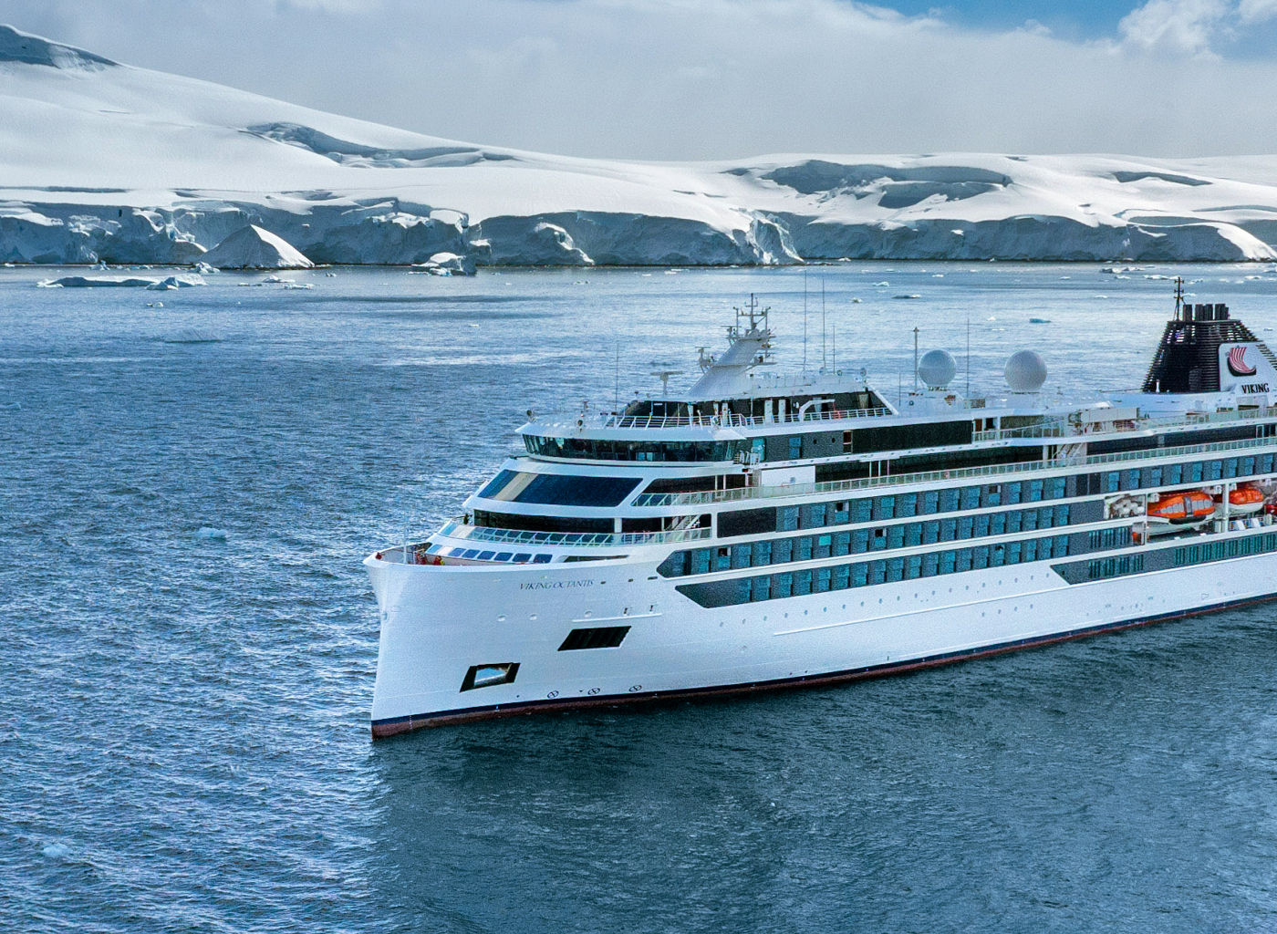 Luxury cruise ship in icy waters