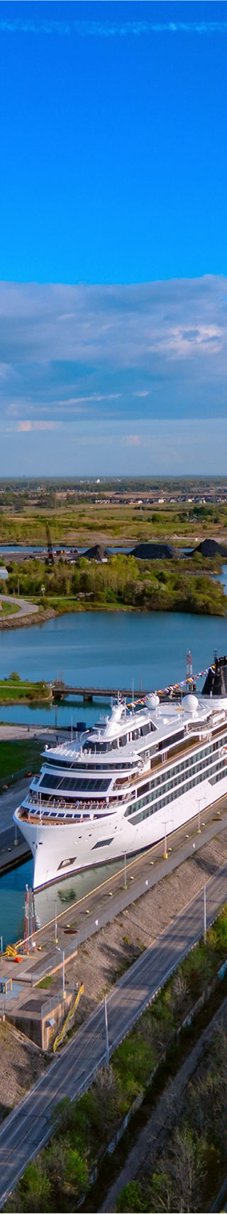 Cruise ship passing through canal lock
