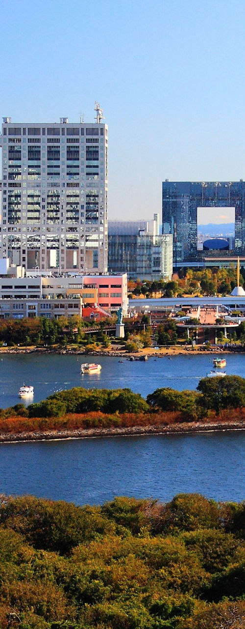 Modern Tokyo skyline with waterfront view