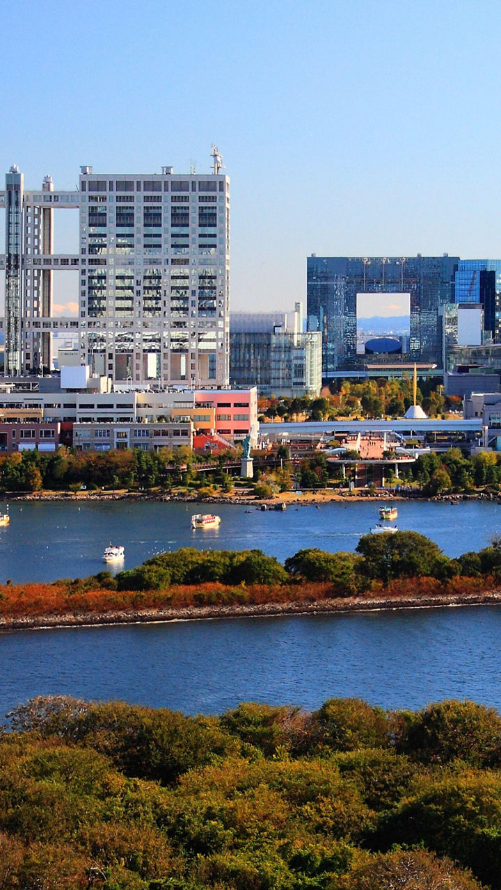 Modern Tokyo skyline with waterfront view