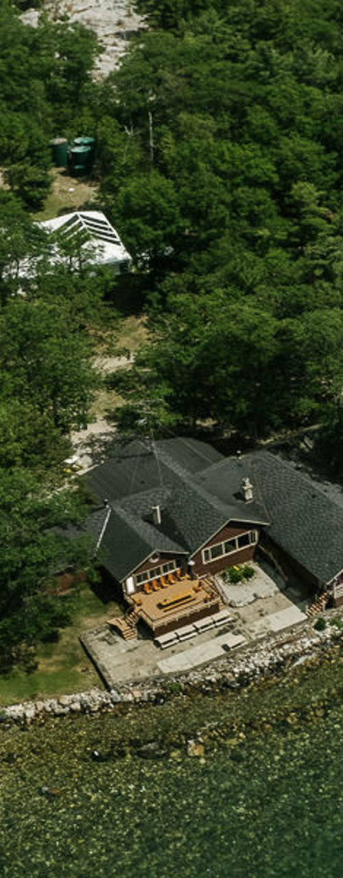 Aerial view of secluded island retreat